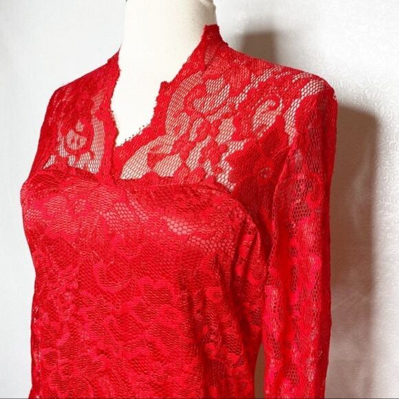 Red Lace Dress by bkmgc - Size L - Picture 4 of 9